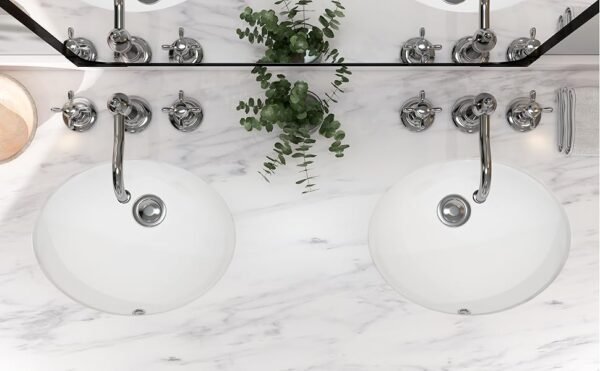 MEJE Undermount Oval Bathroom Sink – Ceramic White Vanity Top Sink with Overflow - Image 3