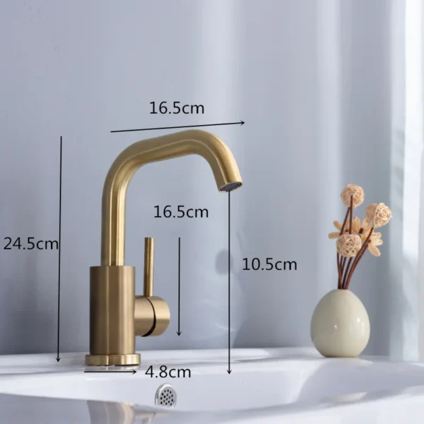 Brushed Gold Bathroom Basin Faucet – Timeless Elegance and Functionality - Image 9