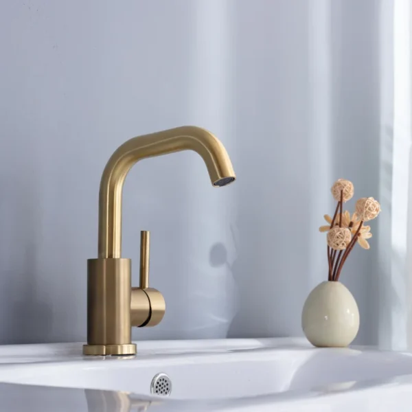Brushed Gold Bathroom Basin Faucet – Timeless Elegance and Functionality - Image 3