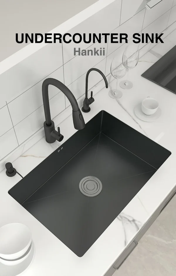Dark Gray 304 Stainless Steel Undermount Kitchen Sink - Image 7