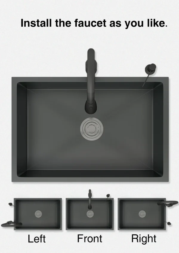 Dark Gray 304 Stainless Steel Undermount Kitchen Sink - Image 9