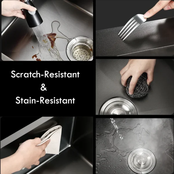 Dark Gray 304 Stainless Steel Undermount Kitchen Sink - Image 3