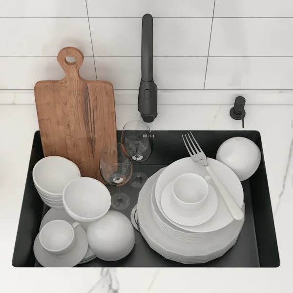 Dark Gray 304 Stainless Steel Undermount Kitchen Sink - Image 6