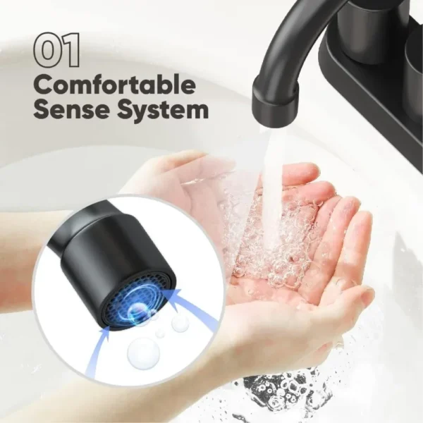2 Handle Centerset Matte Black Bathroom Faucet – Sleek & Modern for Your Sink - Image 2