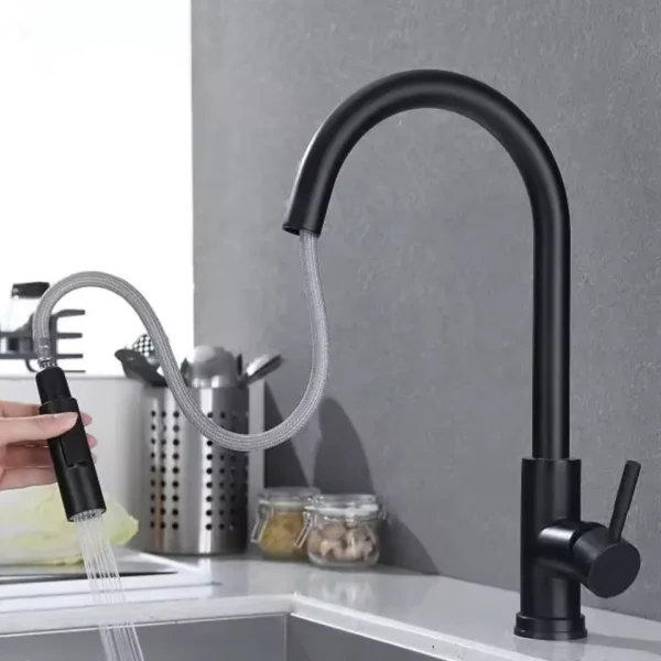 Stainless Steel Hot and Cold Pull-Out Kitchen Faucet - Image 5
