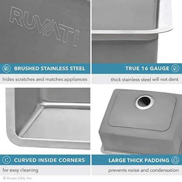 28'' Double Bowl Stainless Steel Sink with Soundproof Coating - Image 5