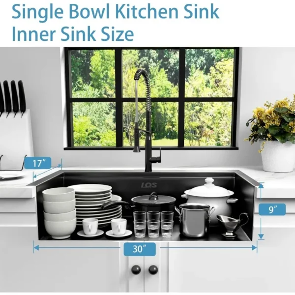33'' Drop-In Workstation Single Bowl Stainless Steel Sink - Image 10