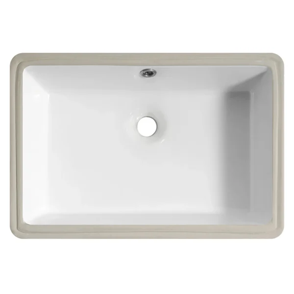 1pc Undermount Sink Bathroom Rectangular – 19"x13" White Porcelain Ceramic Rectangle Vessel Sink - Image 2