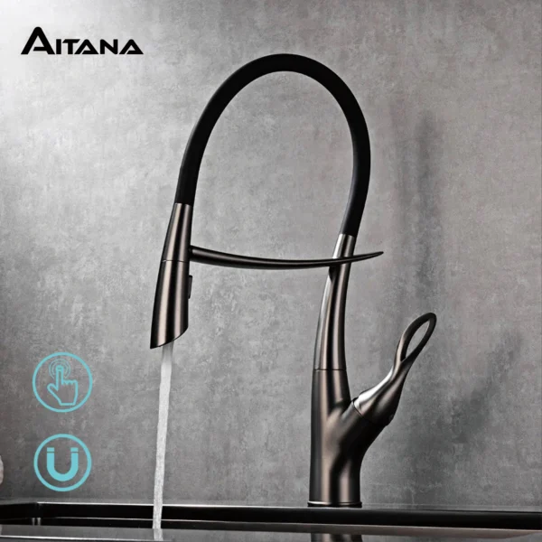 AITANA Luxury Brass Gun Grey Kitchen Faucet – Elegant & Premium Design