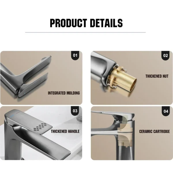 Modern Brass Core Bathroom Sink Faucet – Style Meets Durability - Image 4