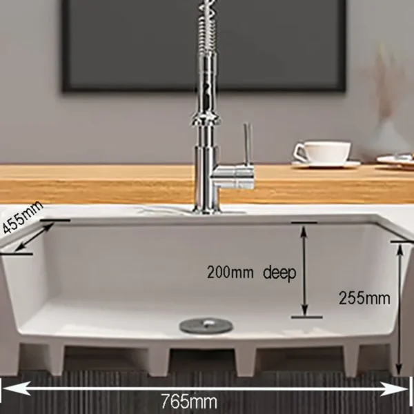 MEJE Farmhouse Kitchen Sink,,Reversible Single/Double Bowl - White - Image 6