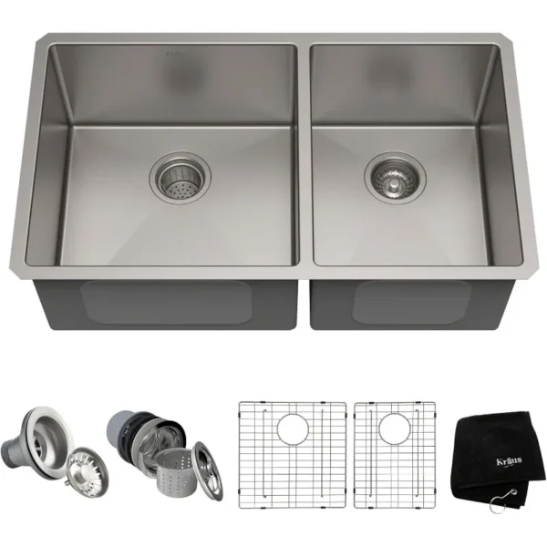 Standard PRO 33'' Undermount 60/40 Double Bowl Stainless Steel Sink