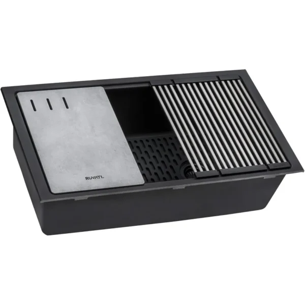 33" Black Workstation Kitchen Sink Granite Composite Undermount