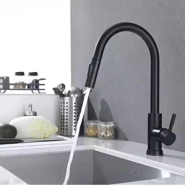 Stainless Steel Hot and Cold Pull-Out Kitchen Faucet - Image 2