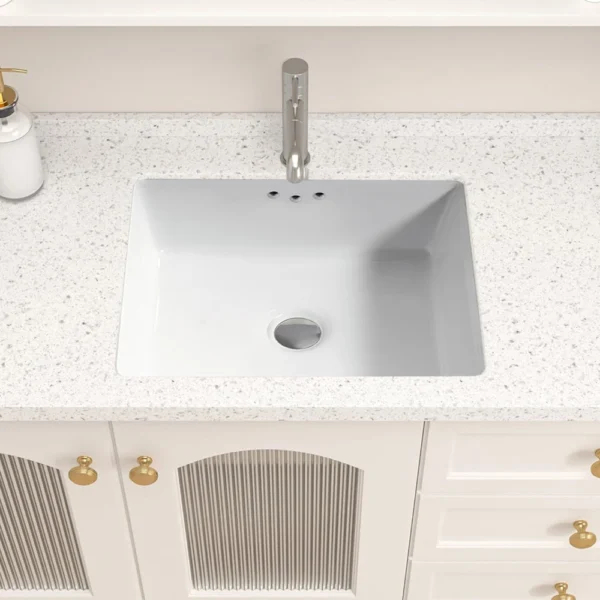1pc 14-Inch Small Rectangle White Undermount Bathroom Sink – Vanity Under Counter Lavatory