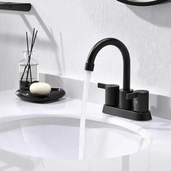 2 Handle Centerset Matte Black Bathroom Faucet – Sleek & Modern for Your Sink - Image 9