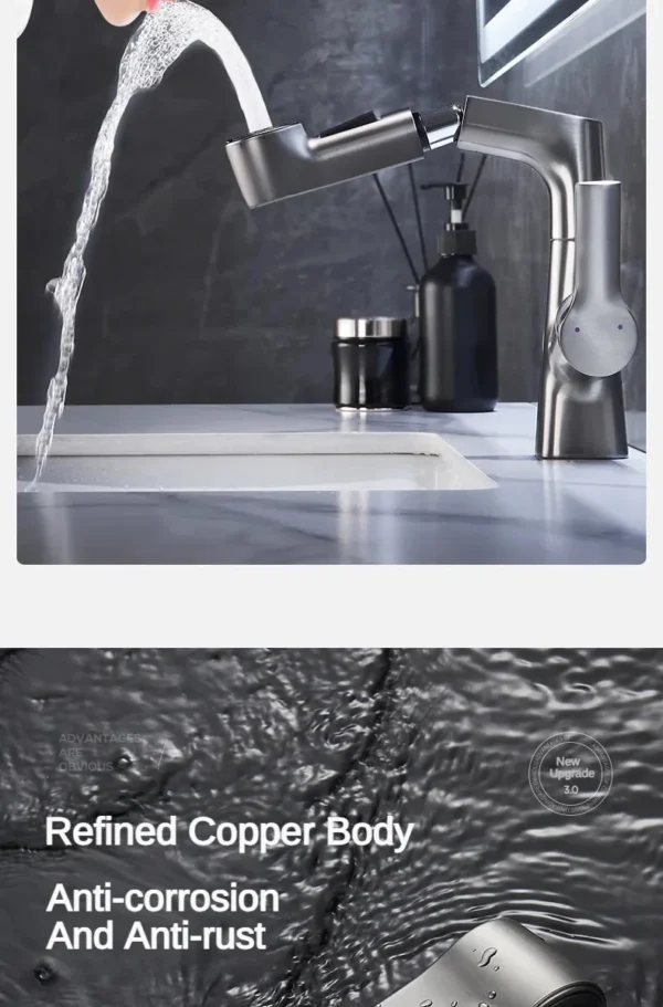 Rotary Pull-Out Bathroom Faucet – Versatile Design for Every Need - Image 7