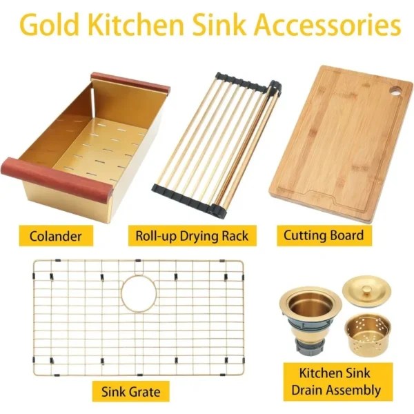 33'' Drop-In Workstation Single Bowl Stainless Steel Sink - Image 3