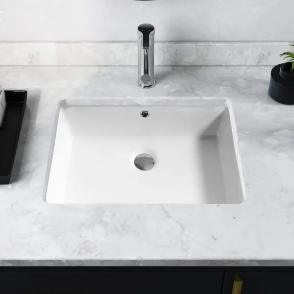 1pc Undermount Sink Bathroom Rectangular – 19"x13" White Porcelain Ceramic Rectangle Vessel Sink