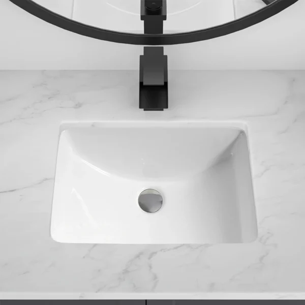 Modern 18"x11" Rectangular Undermount Bathroom Sink – Porcelain Ceramic Under Counter Lavatory - Image 3