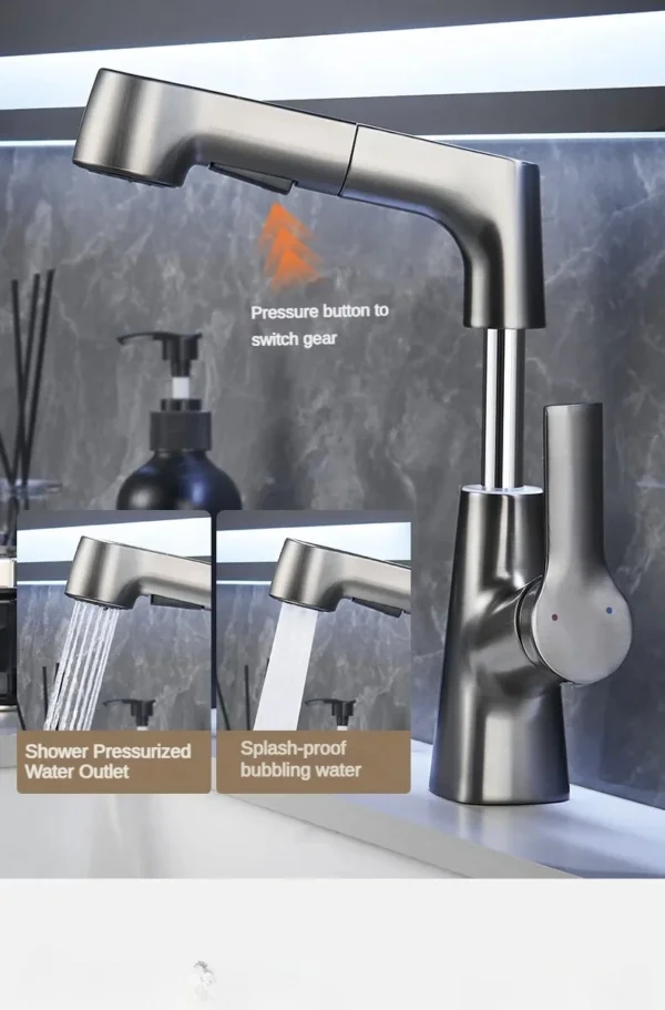 Rotary Pull-Out Bathroom Faucet – Versatile Design for Every Need - Image 8