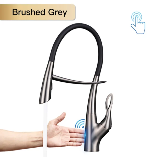AITANA Luxury Brass Gun Grey Kitchen Faucet – Elegant & Premium Design - Image 2