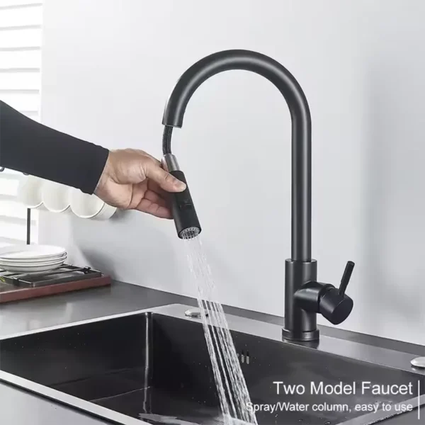 Stainless Steel Hot and Cold Pull-Out Kitchen Faucet