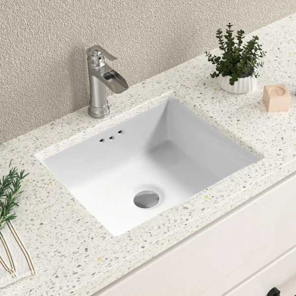 1pc 14-Inch Small Rectangle White Undermount Bathroom Sink – Vanity Under Counter Lavatory - Image 7