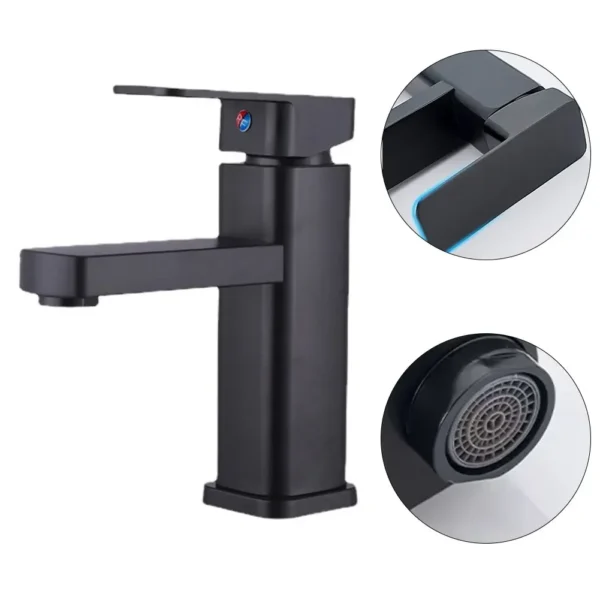    Square Base Black Bathroom Faucet – Elegance and Practicality Combined - Image 5