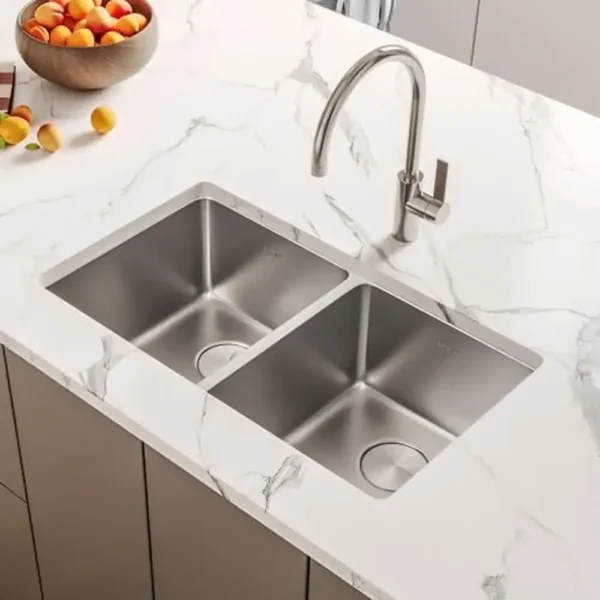 28'' Double Bowl Stainless Steel Sink with Soundproof Coating - Image 2