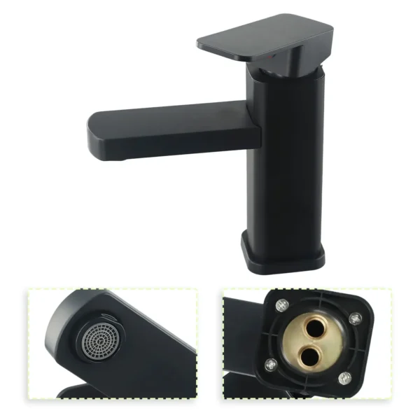    Square Base Black Bathroom Faucet – Elegance and Practicality Combined - Image 7