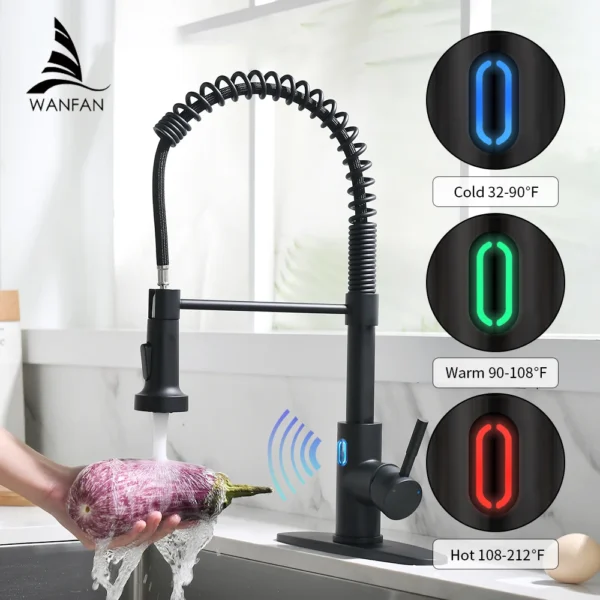 Touchless LED Light Kitchen Faucet – Smart Motion Sensor Technology