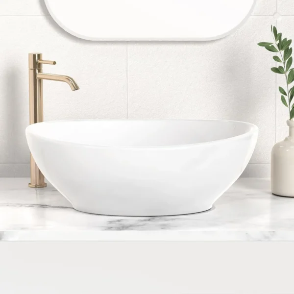 16" x 13" Countertop Oval Art Basin – Above Counter Ceramic Hand Wash Bathroom Sink Bowl - Image 5