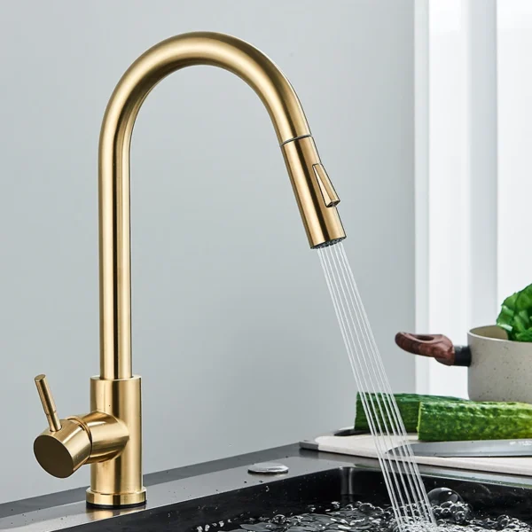 Quyanre Brushed Gold Kitchen Faucet – Premium Style and Functionality