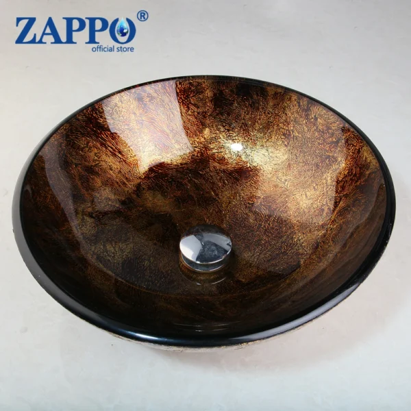ZAPPO Bathroom Washbasin Round Tempered Glass Vessel Sink Faucet Set – Waterfall Mixer Tap Combo - Image 3