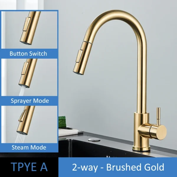 Quyanre Brushed Gold Kitchen Faucet – Premium Style and Functionality - Image 6