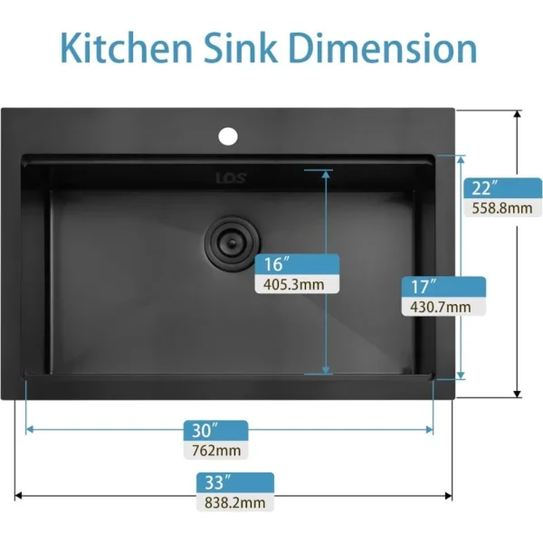 33'' Drop-In Workstation Single Bowl Stainless Steel Sink - Image 9