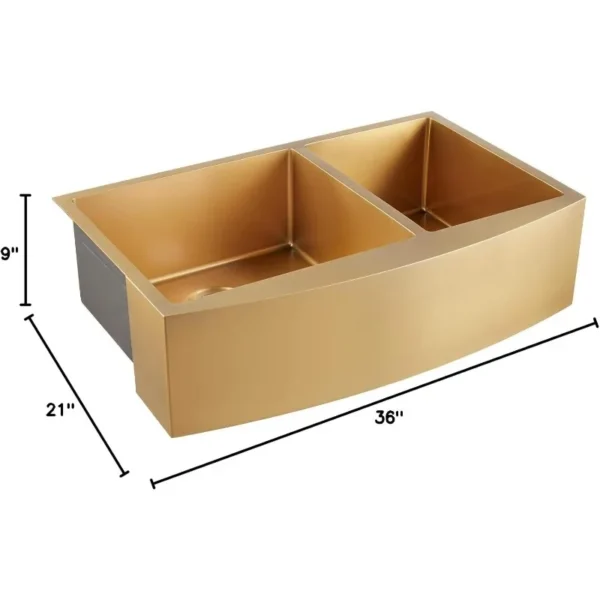 36" Farmhouse Double Basin Stainless Steel Kitchen Sink - Image 4